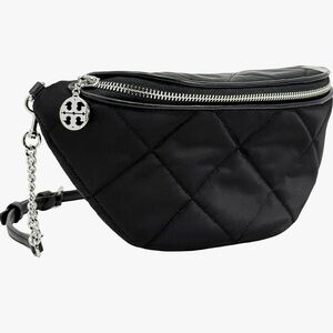 Black Quilted Belt Bag with Chain Detail Tory Burch